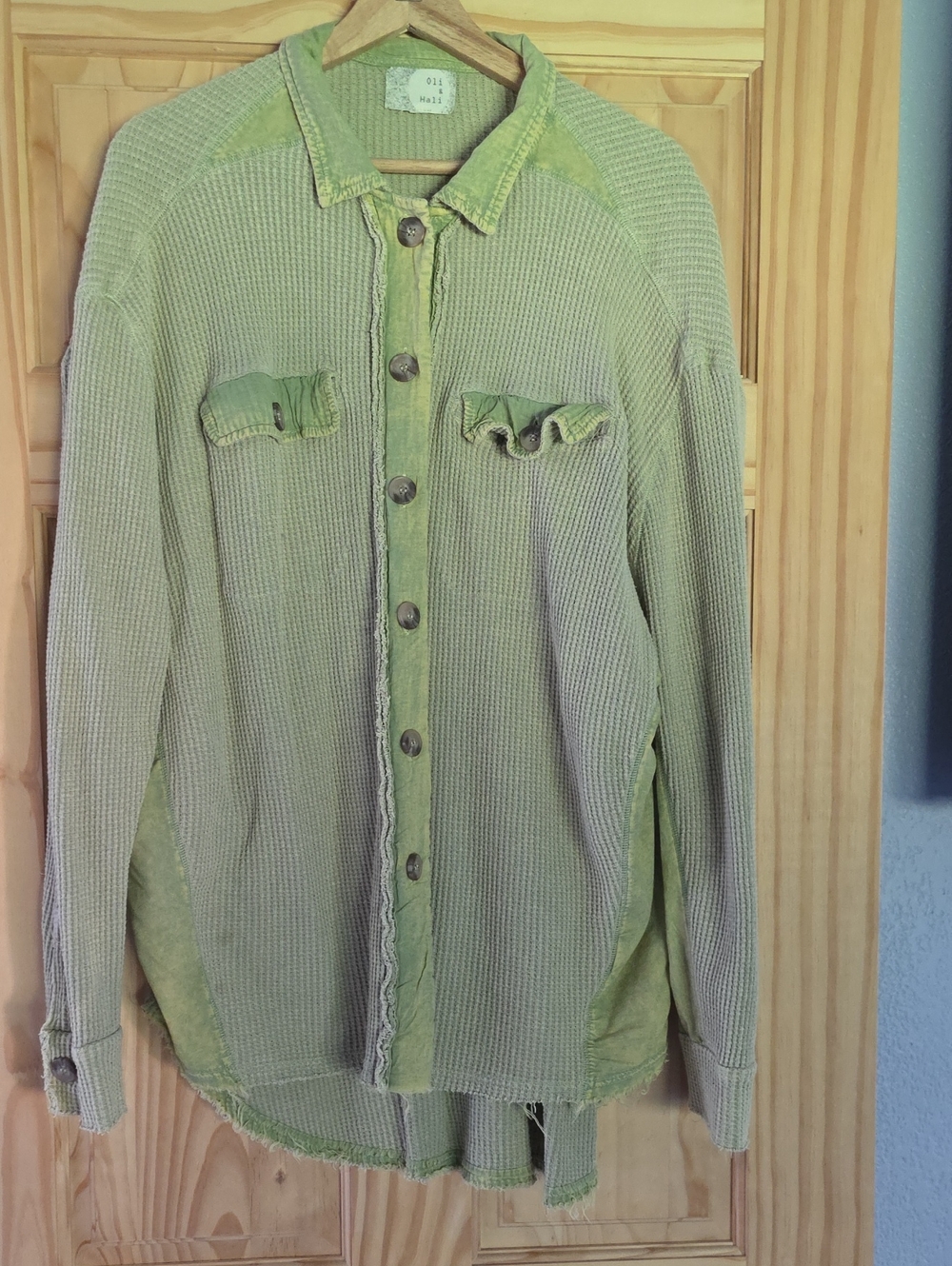 Oli & Hali Olive Green Waffle Knit Top